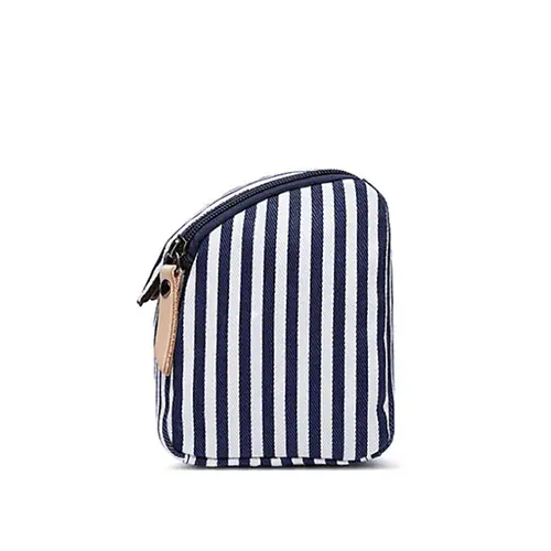 Custom Portable Striped Canvas Wholesale Cosmetic Bags Hanging Womens Toiletry Bag